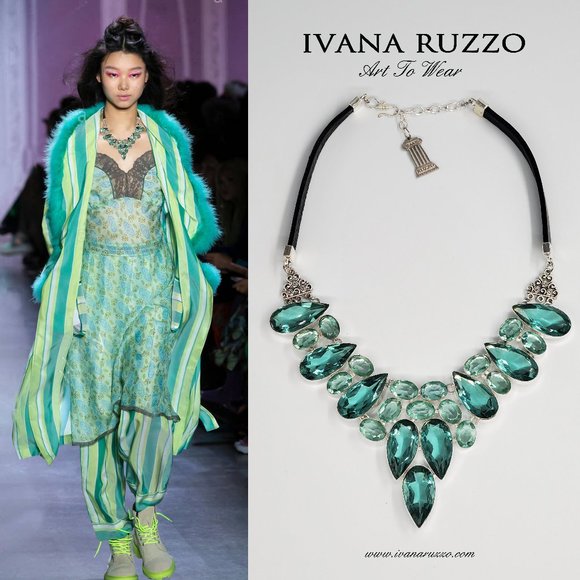 Ivana Ruzzo Jewelry - Designer Necklace Silver Leather Genuine Beril